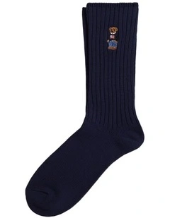 Polo Bear Cotton-Blend Crew Socks in Blue