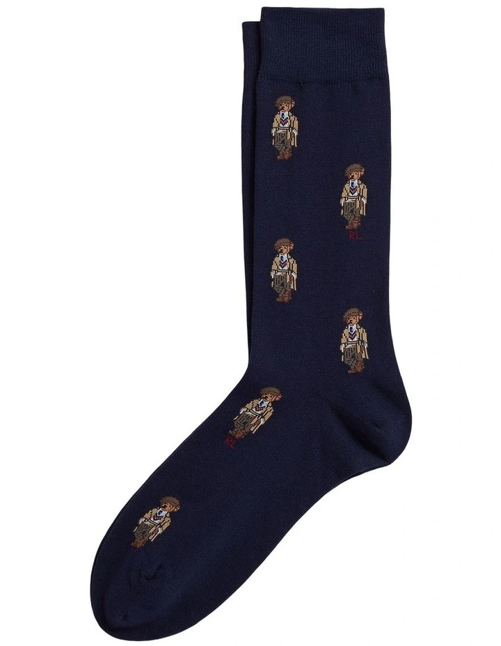 Polo Bear Cotton-Blend Trouser Socks in Blue image 1