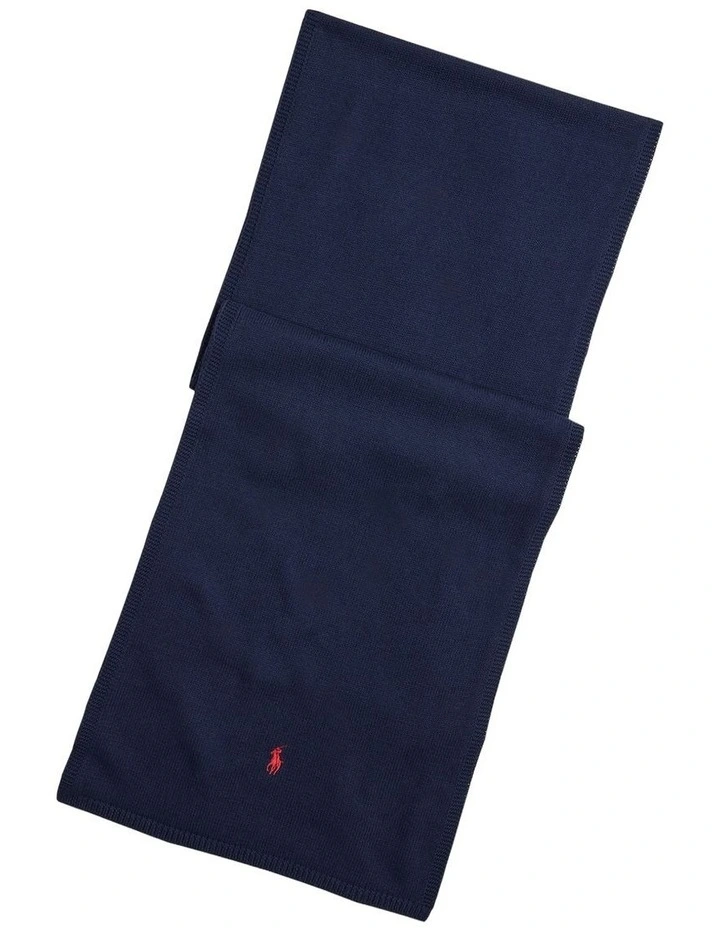 Lightweight Knit Cotton Scarf in Black image 1