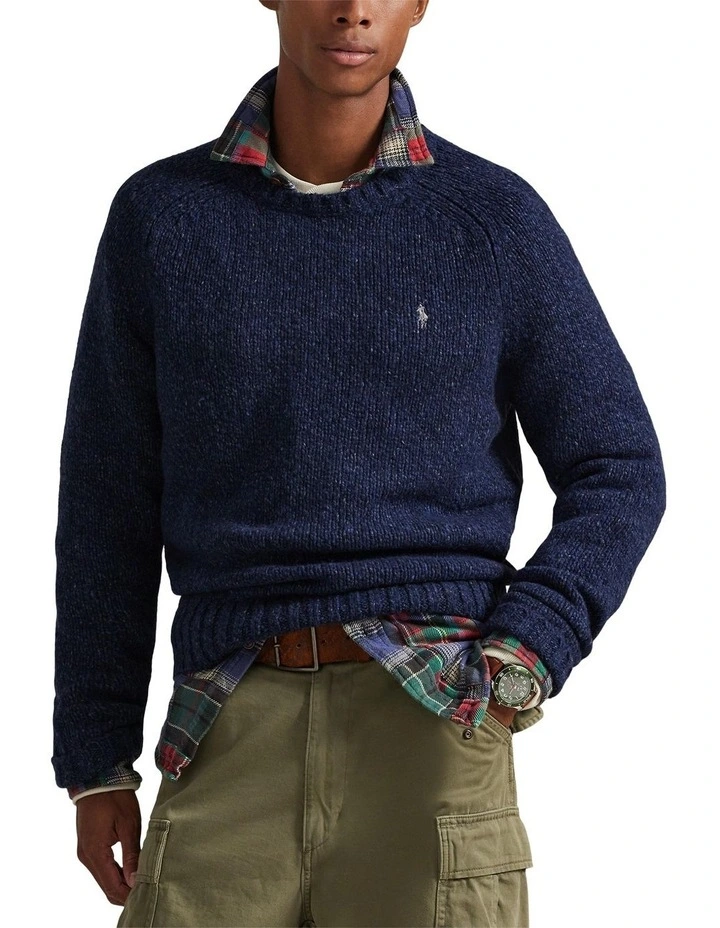 Marled Wool-Blend Sweater in Navy image 1