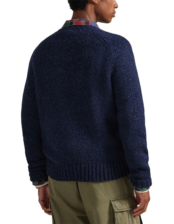Marled Wool-Blend Sweater in Navy image 2