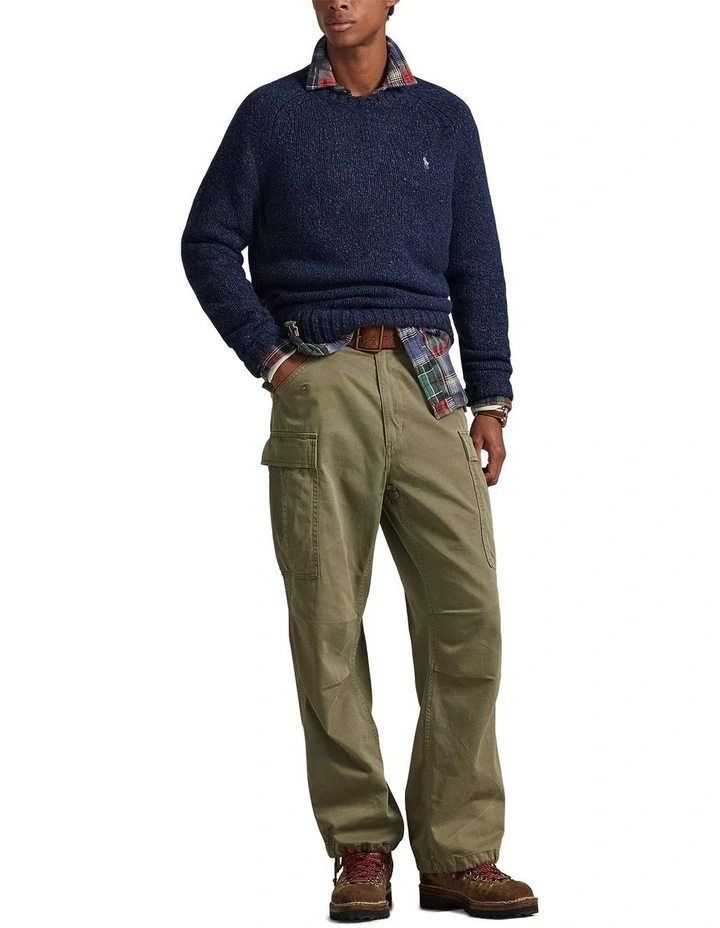 Marled Wool-Blend Sweater in Navy image 3