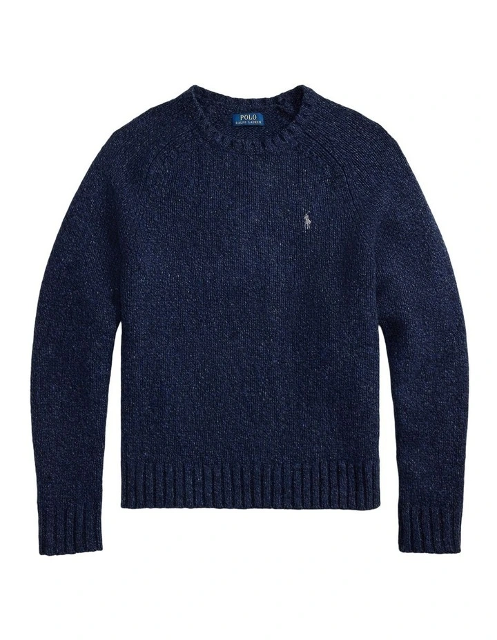 Marled Wool-Blend Sweater in Navy image 4