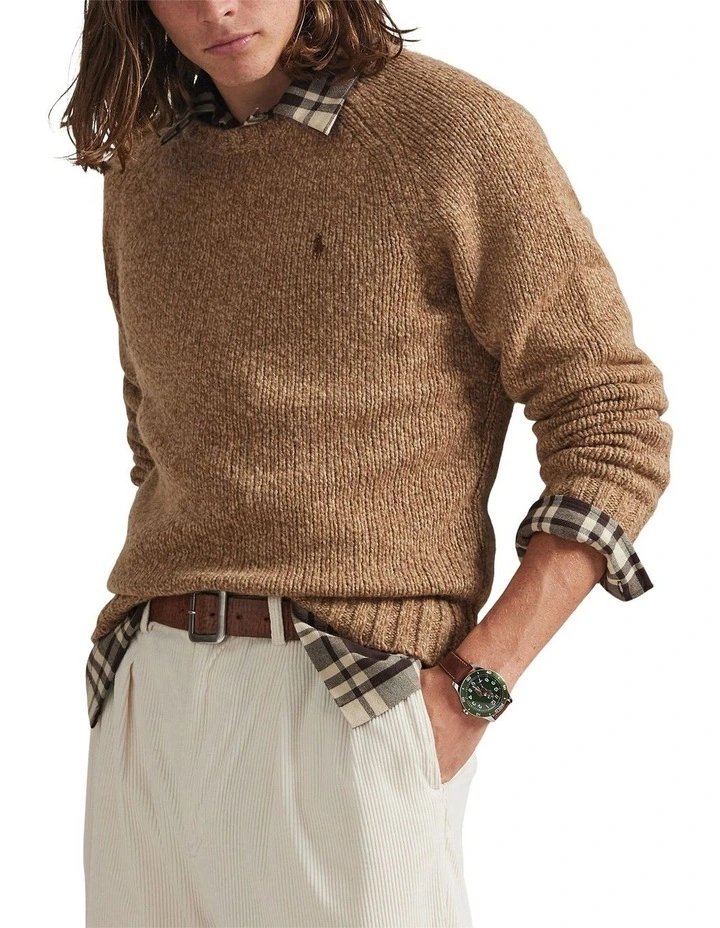 Marled Wool-Blend Sweater in Brown image 1