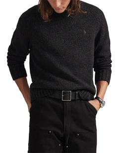 Marled Wool-Blend Sweater in Charcoal