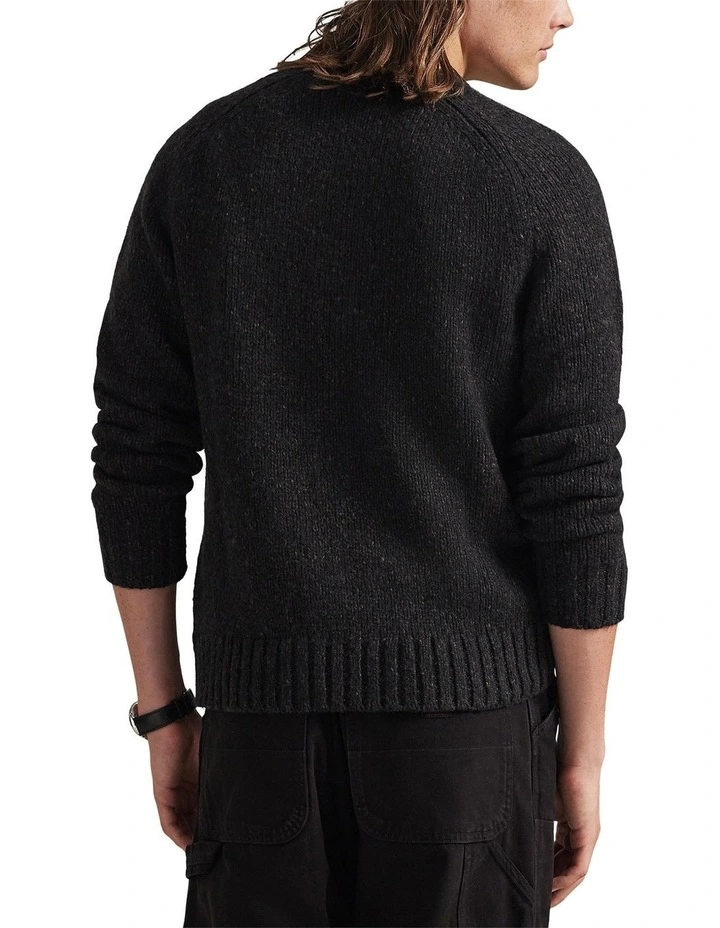 Marled Wool-Blend Sweater in Charcoal image 2