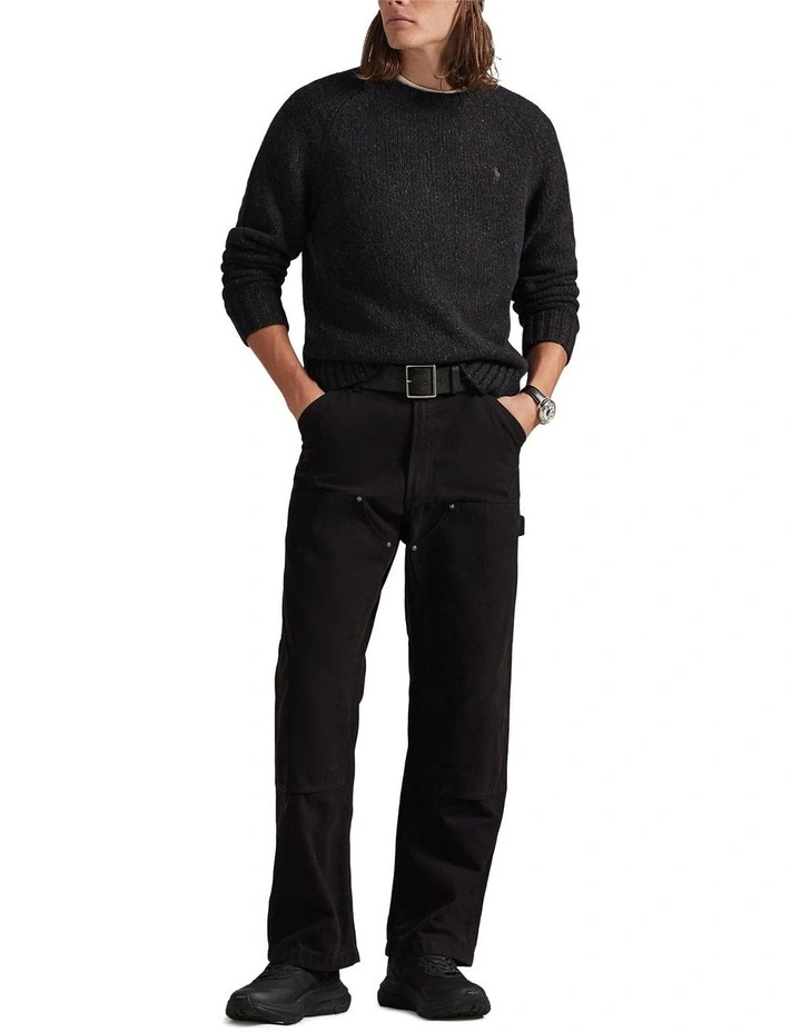 Marled Wool-Blend Sweater in Charcoal image 3