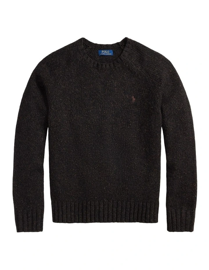 Marled Wool-Blend Sweater in Charcoal image 4