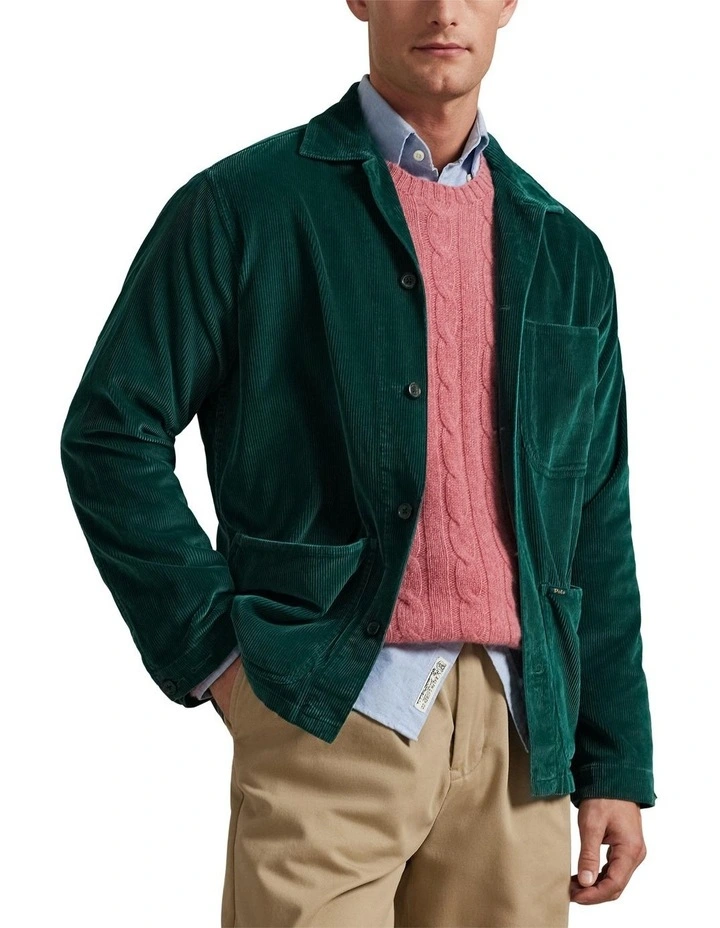 Corduroy Utility Overshirt in Green image 1