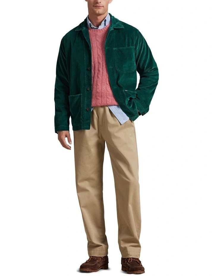Corduroy Utility Overshirt in Green image 3
