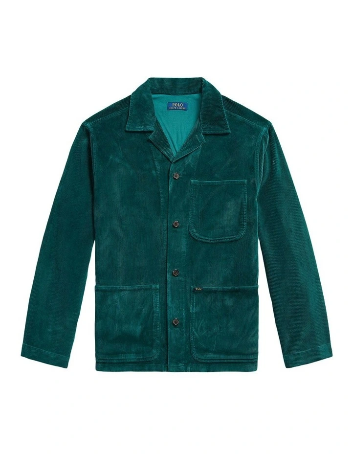 Corduroy Utility Overshirt in Green image 4