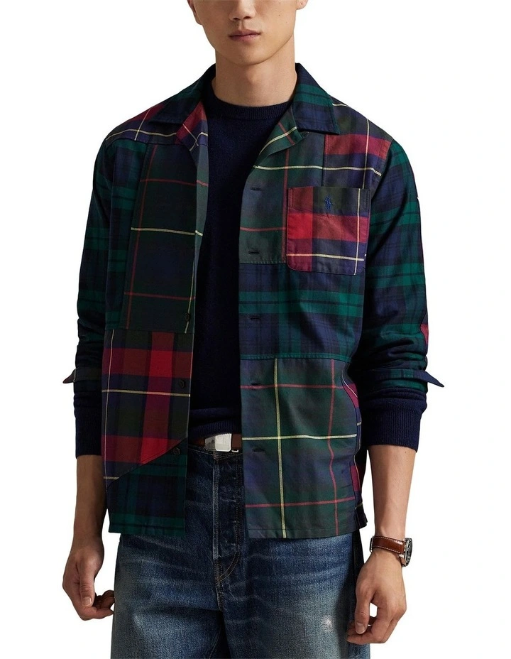 Classic Fit Patchwork Oxford Camp Shirt in Assorted image 1