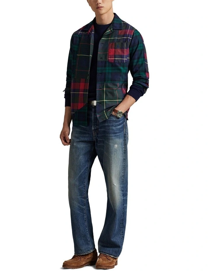 Classic Fit Patchwork Oxford Camp Shirt in Assorted image 3