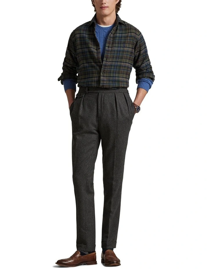 Classic Fit Plaid Brushed Flannel Shirt in Multi image 3