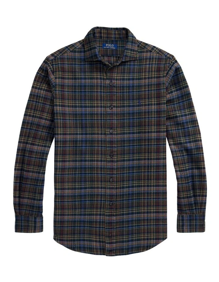 Classic Fit Plaid Brushed Flannel Shirt in Multi image 4