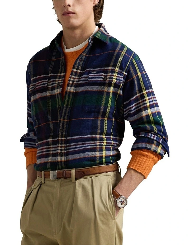 Classic Plaid Brushed Flannel Workshirt in Assorted image 1