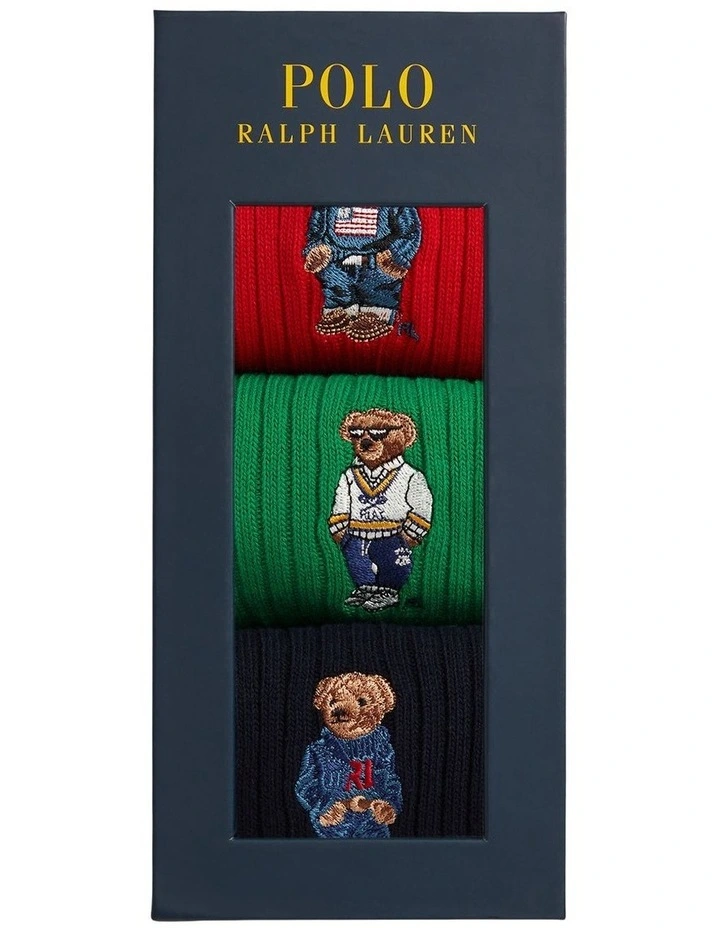 Polo Bear Cotton-Blend Sock Pack Of 3 Gift Set in Assorted image 2