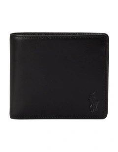 Calfskin Billfold Coin Wallet in Black