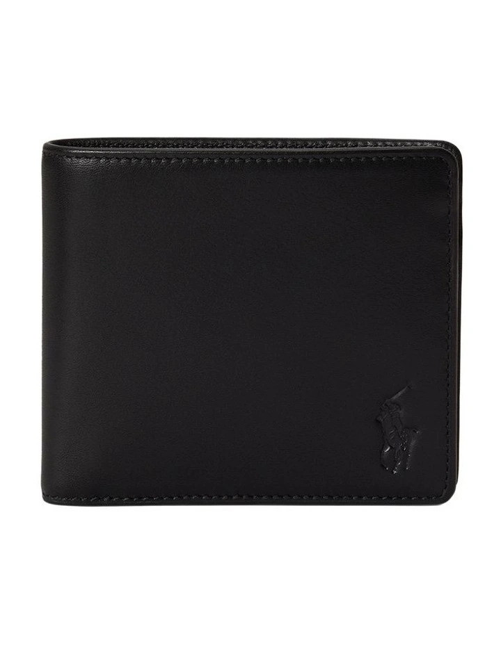 Calfskin Billfold Coin Wallet in Black image 1