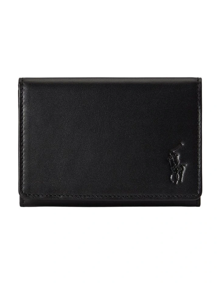 Calfskin Folded Card Case in  Black image 1