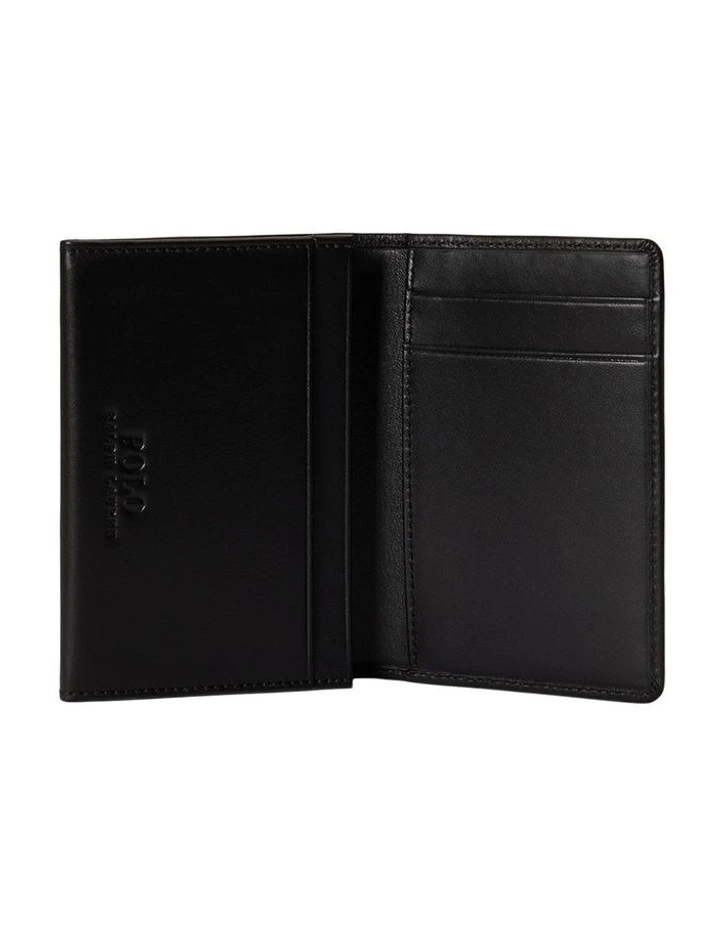 Calfskin Folded Card Case in  Black image 3