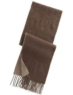 Reversible Wool-Blend Scarf in Brown