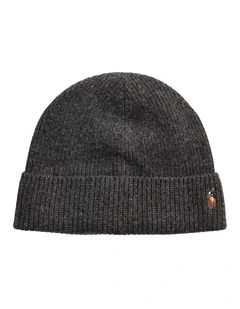 Signature Pony Wool-Blend Beanie in Grey