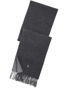 Reversible Wool-Blend Scarf in Charcoal