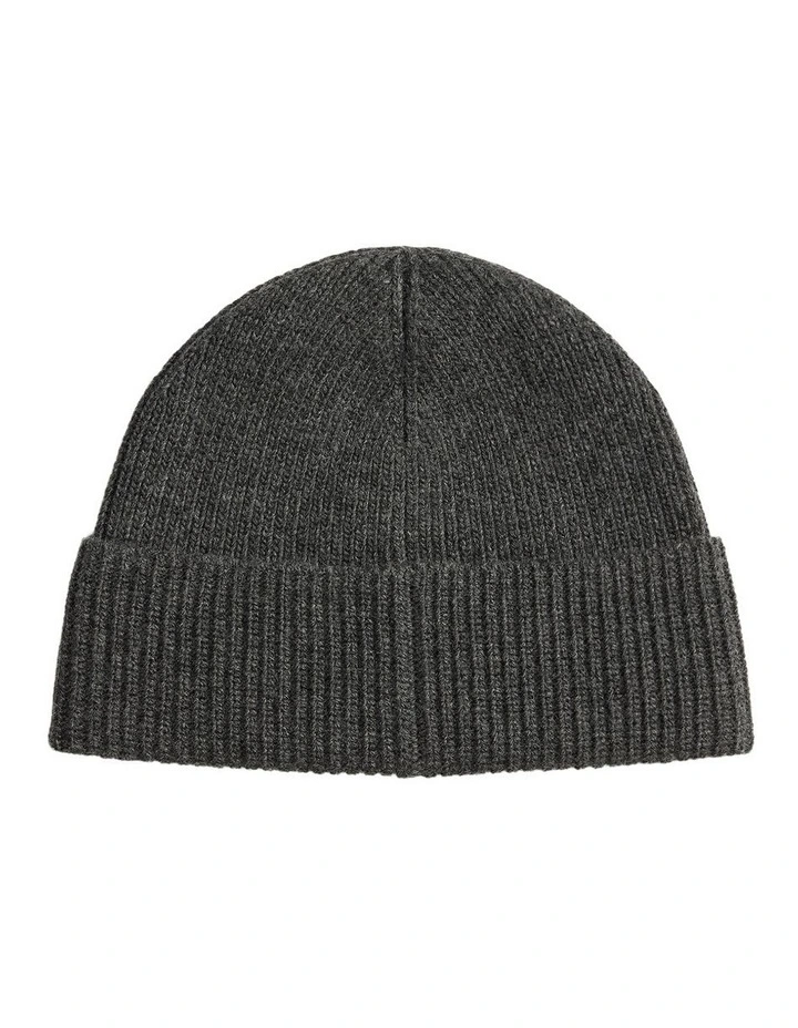 Polo Bear Rib-Knit Beanie in Grey image 2