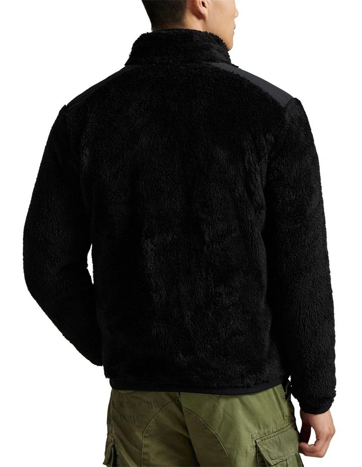 Curly Pile Fleece Jacket in Black image 2