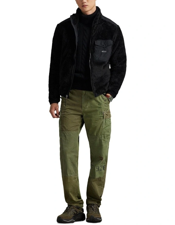 Curly Pile Fleece Jacket in Black image 3