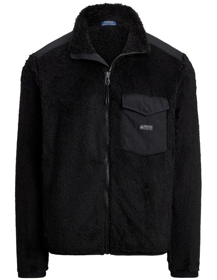 Curly Pile Fleece Jacket in Black image 4