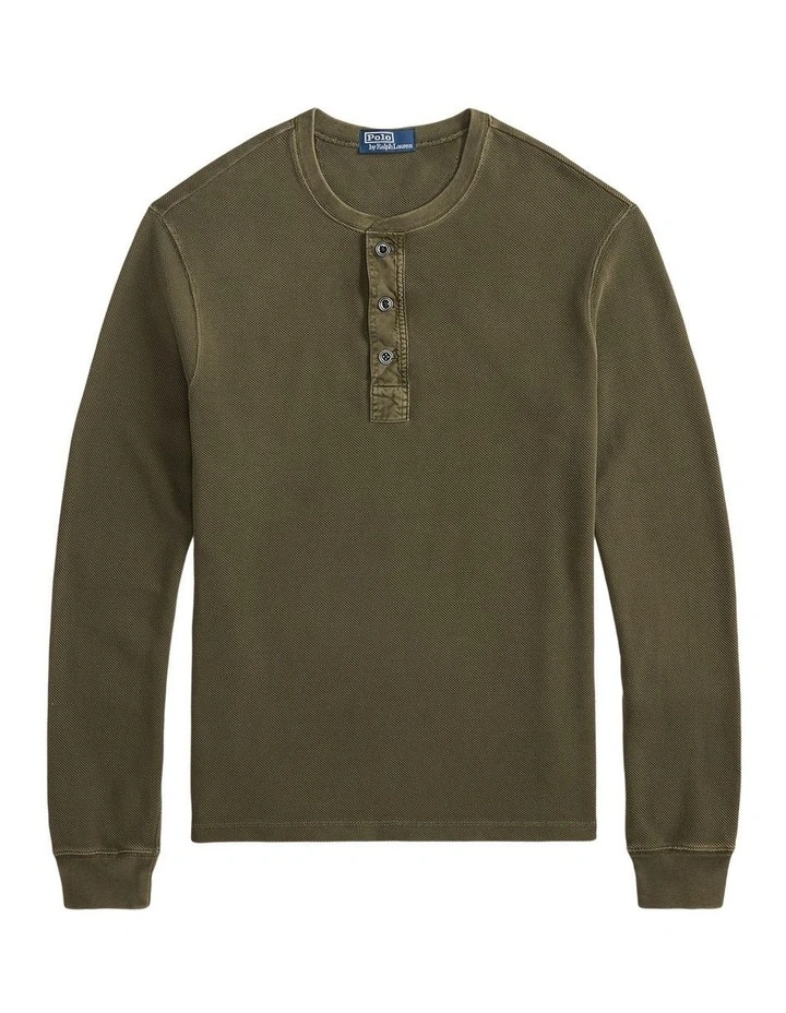 Mesh Henley Shirt in Green image 4