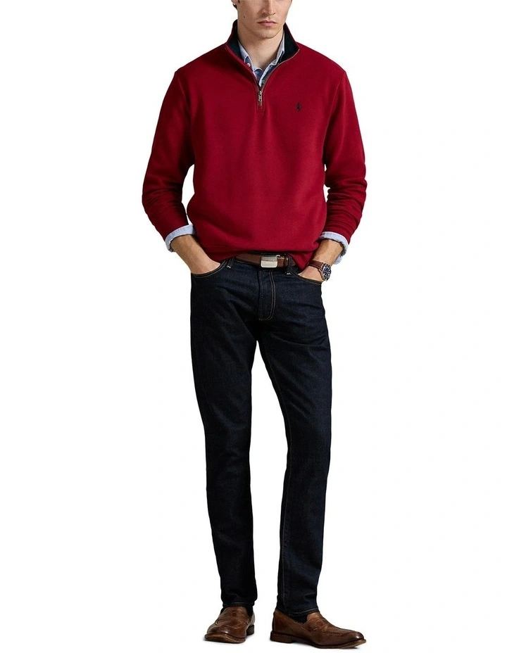 The Fleece Quarter-Zip Sweatshirt in Red image 3