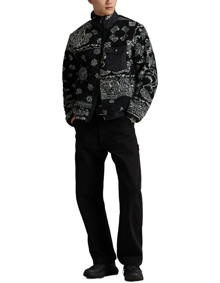 Bandanna-Patterned Hybrid Jacket in Black image 2