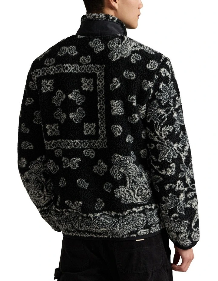 Bandanna-Patterned Hybrid Jacket in Black image 3