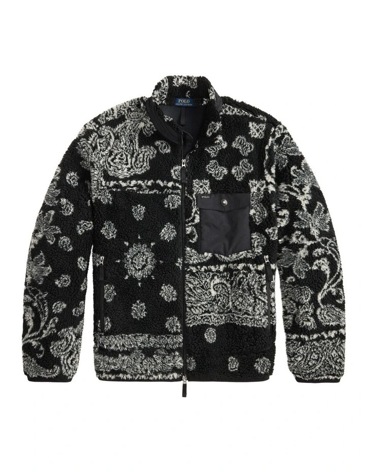 Bandanna-Patterned Hybrid Jacket in Black image 4