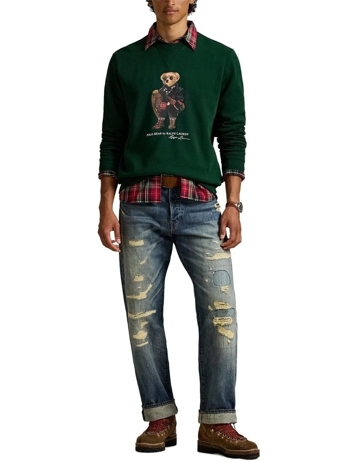 Polo Bear Fleece Sweatshirt in Green image 3
