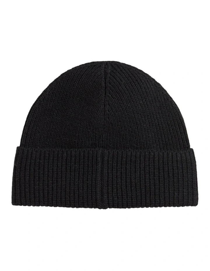 Bear Rib-Knit Beanie in Black image 2