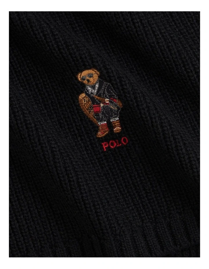 Bear Knit Scarf in Black image 2