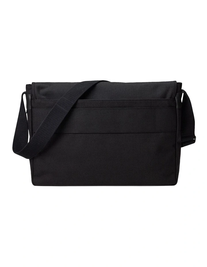 Leather-Trim Travel Messenger Bag in Black image 2