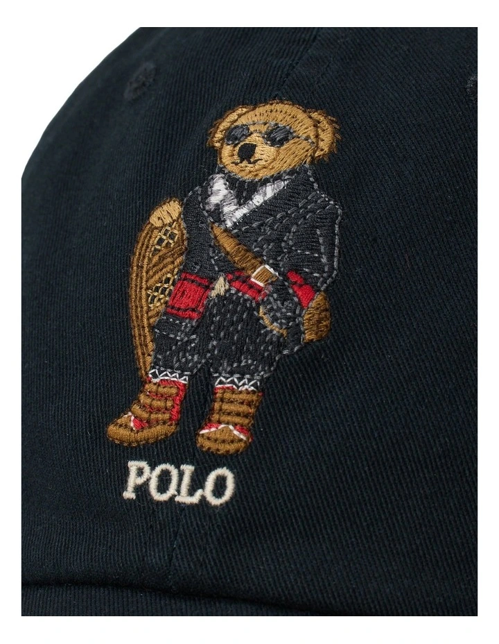 Polo Bear Twill Ball Cap in Black image 3