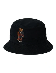 Polo Bear Twill Bucket Hat in Black