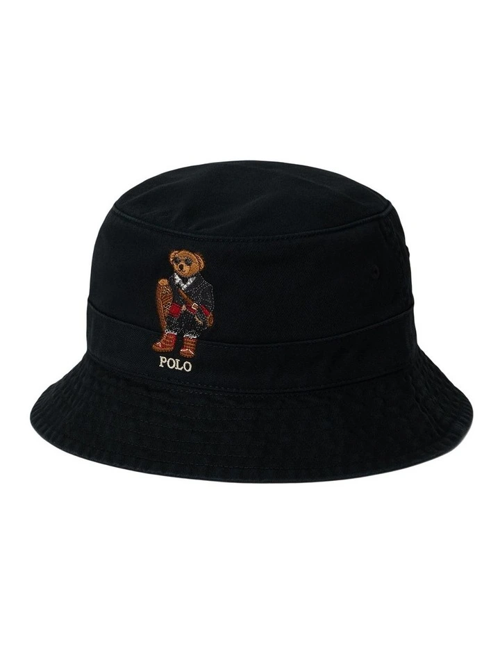 Polo Bear Twill Bucket Hat in Black image 1