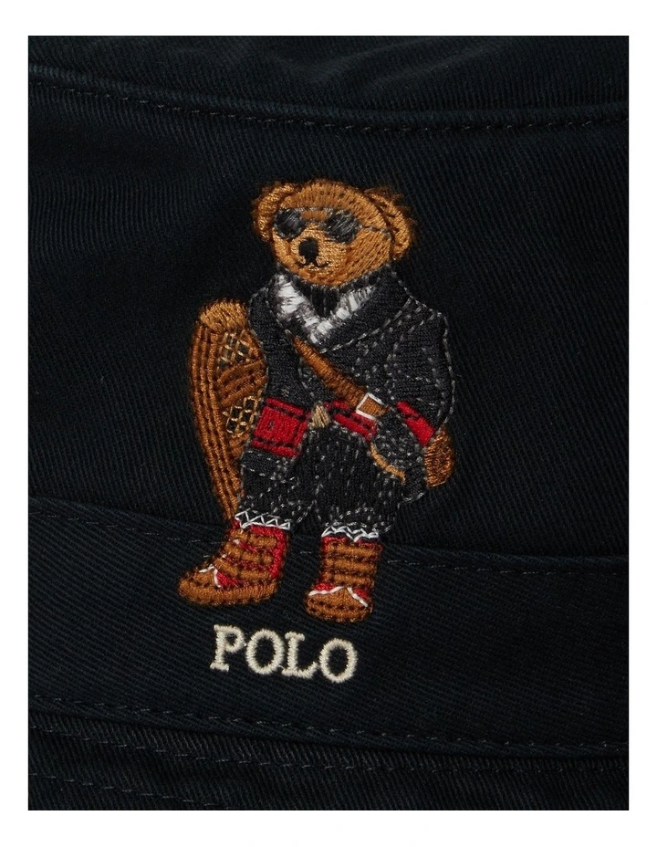 Polo Bear Twill Bucket Hat in Black image 3