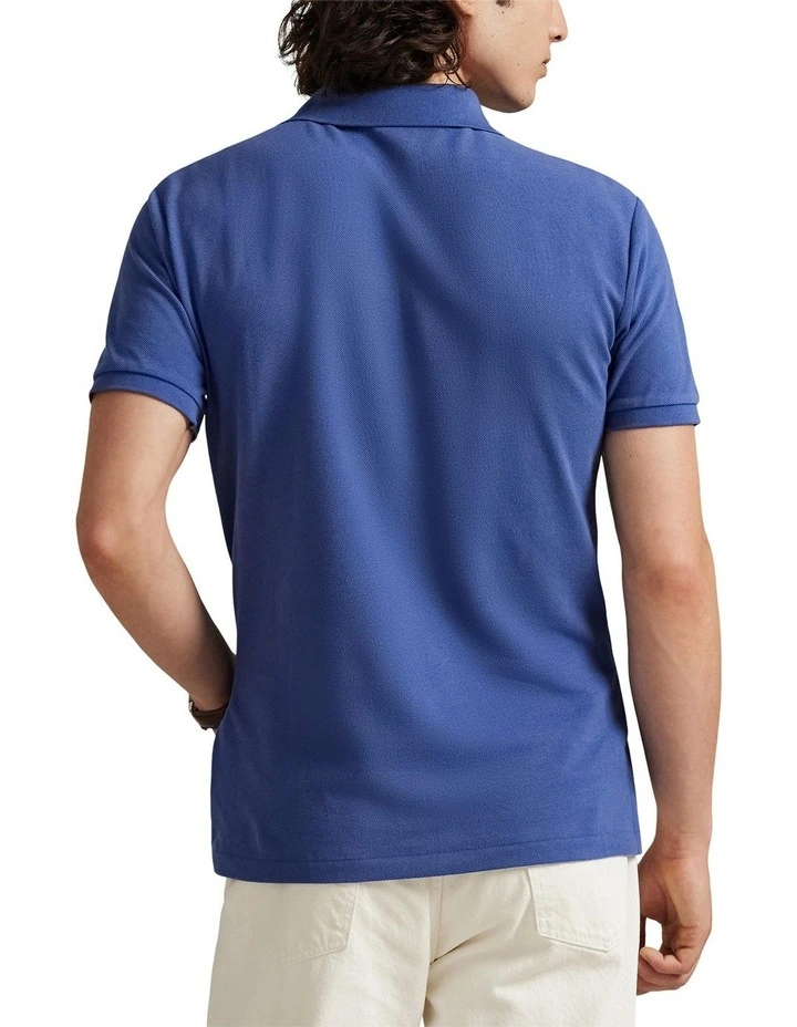 The Iconic Custom Slim Fit Mesh Polo in Blue image 2