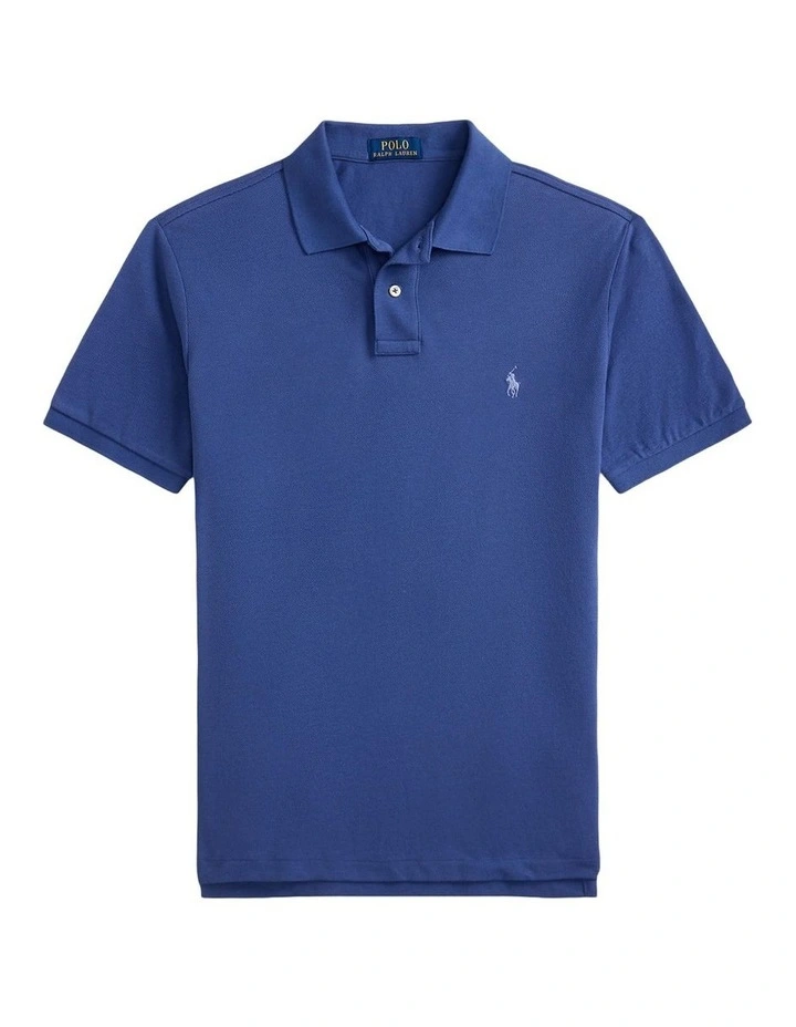 The Iconic Custom Slim Fit Mesh Polo in Blue image 4