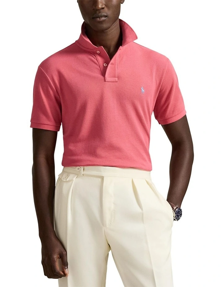 The Iconic Custom Slim Fit Mesh Polo in Red image 1