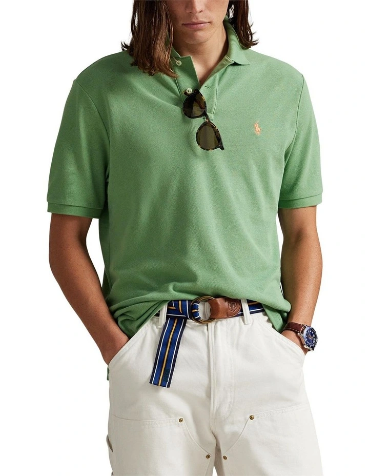 The Iconic Custom Slim Fit Mesh Polo in Green image 1