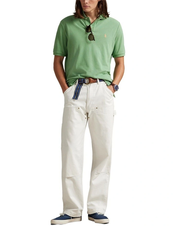 The Iconic Custom Slim Fit Mesh Polo in Green image 3
